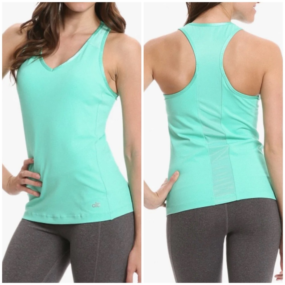 Alo Yoga Geo Mesh Back Mint Green Tank [1411]